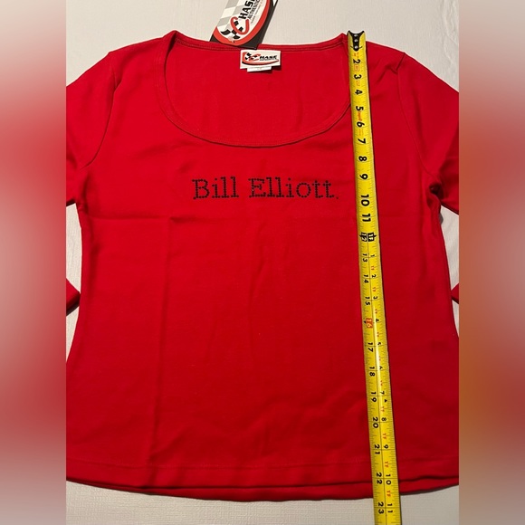 NEW! Bill Elliott NASCAR women’s L 3/4 sleeve Sequin Bling Shirt Size Large red - Picture 3 of 10